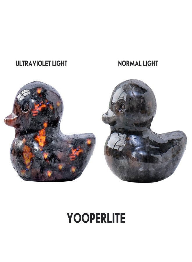 Runyangshi Crystal Duckling Statue Natural Flame Yooperlite Stone Figurine Crystal and Healing Stone Hand Carved Lucky Gemstone Sculpture Desk Decor Duck Lover Gift - Image 2